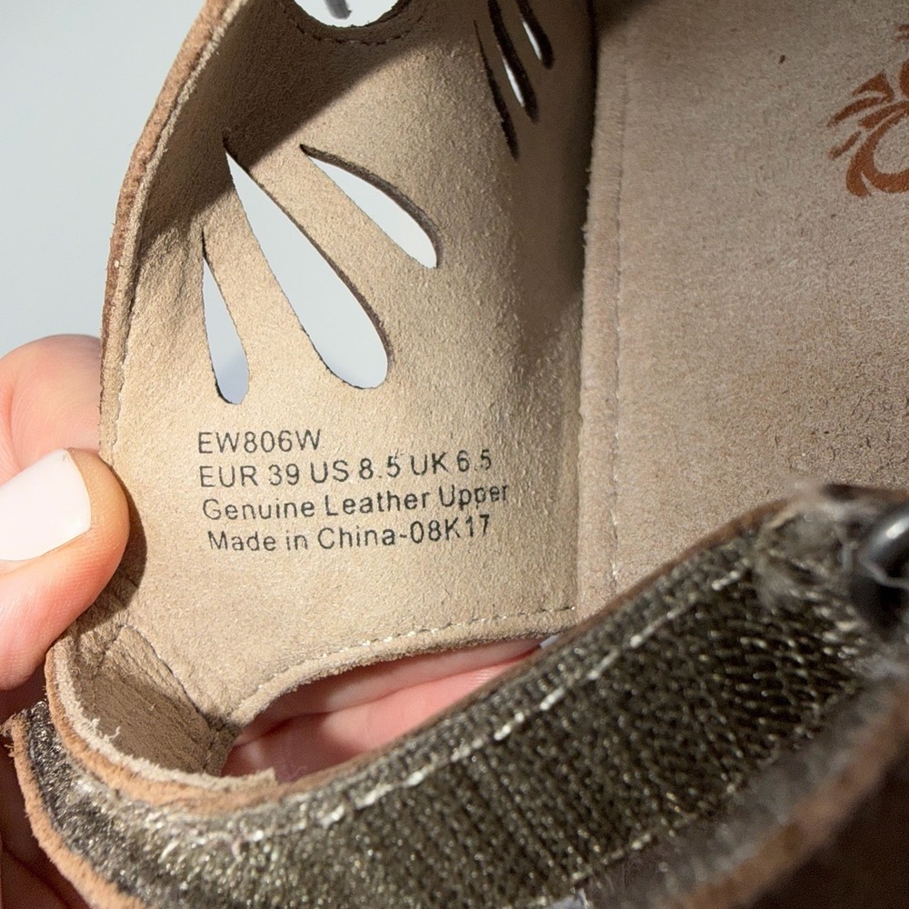 Aetrex Giselle Women's Sandal Brown Leather Wedge 8.5 Gladiator Slingback Shoes - Picture 8 of 8